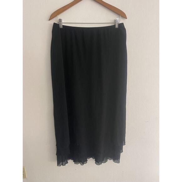 Hanky Panky XL Skirt Vintage Y2K Mesh Midi Black Stretch Pull On Goth 90s Style - Picture 4 of 10